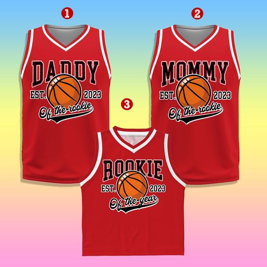 Discover Custom Daddy Mommy Of Rookie Basketball Jersey, Personalized Rookie Of The Year Kid Basketball Jersey, Game Day Outfit, Kids Birthday Jersey