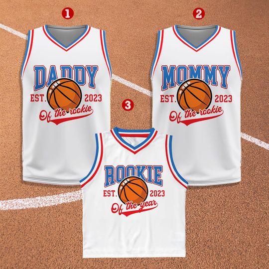Discover Custom Daddy Mommy Of Rookie Basketball Jersey, Personalized Rookie Of The Year Kid Basketball Jersey, Game Day Outfit, Kids Birthday Jersey