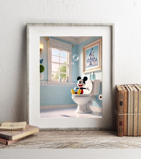 Discover Disney Mickey Mouse Bathroom Wall Art, Mickey Bathroom Art, Funny Bathroom Print, Funny Bathroom Decor, Disney Bathroom Wall Art, Mickey Art
