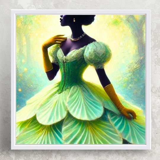 PRINCESS TIANA Original Oil Paint Style Art | Matte Square Print Poster Disney Princess and the Frog Tiana Wall Art Decor Home Art