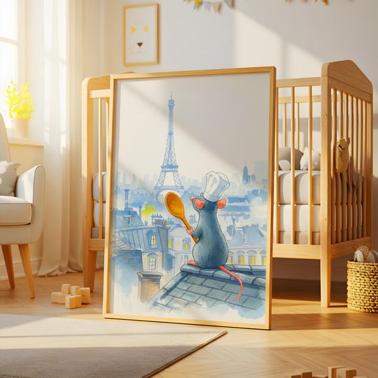 Ratatouille Wall Art Watercolor , Ratatouille Movie Poster, Disney Wall Art, Nursery Wall Art, Kids Room Wall Decor, Birthday Gift,Movie Art