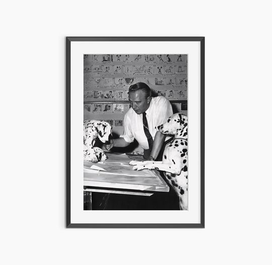 101 Dalmatians, Photography Prints, Disney Poster, Disney Dogs, Retro Poster, Black and White Wall Art, Museum Quality Photography Poster