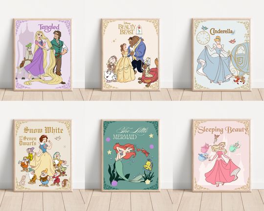 Discover Printable Vintage Princess Poster, Nursery Kids Wall Art, Princess Art