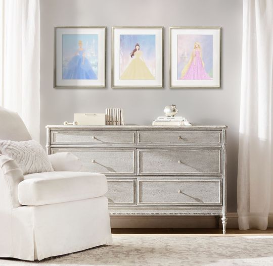 Girl's Nursery Princess Art Prints, Disney Princess Art for Girl's Room, Princess Wall Art, Princess Paintings for Girls Nursery Decor