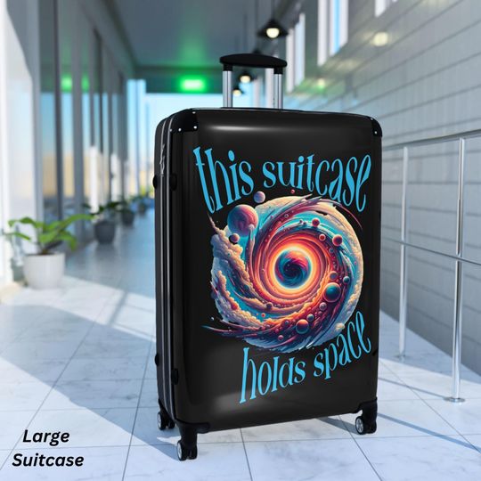 Discover Pink Cosmic Suitcase, Nerdy Travel Gift for Airport Carryon or Family Vacation, Funny Quote Personalized for Outer Space Explorer on Holiday