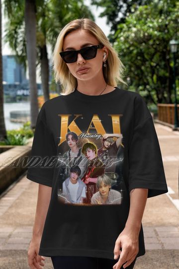 Discover Vintage KAI Graphic Shirt, Hueningkai Fan Tees, KAI Kpop Bootleg Shirt, Huening kai Retro Shirt, Huening kai Kpop Merch For Gift