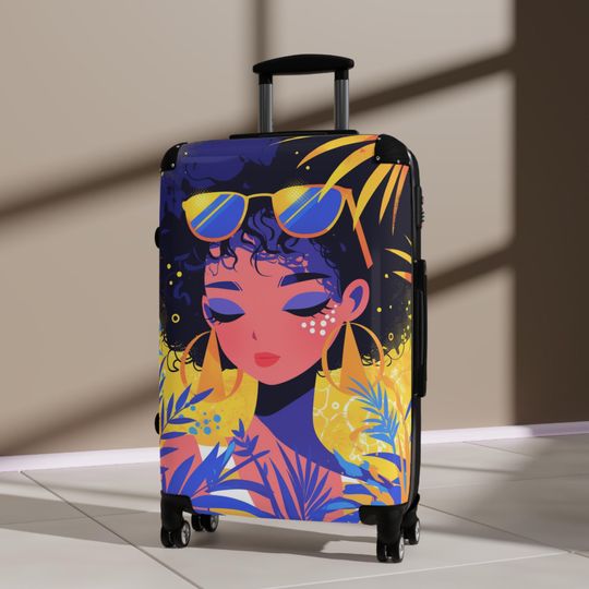 Discover Vivid Custom Kawaii Black Anime Girl Suitcase
