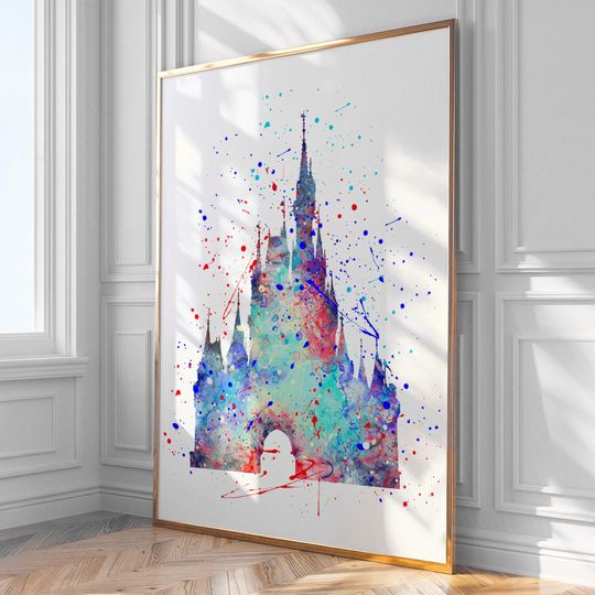 Castle Watercolor Art Print Poster Gift Idea For Him Or Her | Nursery art | Disney Prints