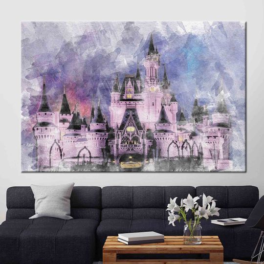 Discover Disneyland Wall Art, Disney Art, Modern Poster, Abstract Art, Castle Landscape Poster, Cinde Artwork, Cinde Castle Canvas Art,