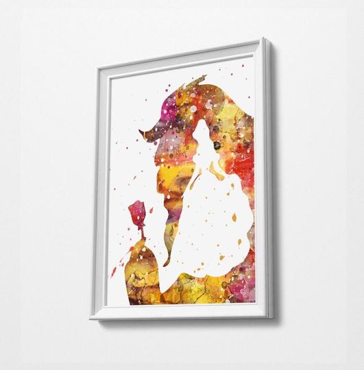 Beauty & The Beast Disney Castle | Minimalist Watercolor Art Print Poster Gift Idea For Him Or Her | Nursery Art |