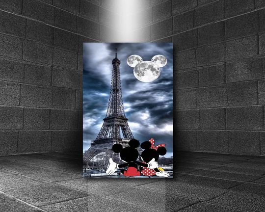 Mickey Love Banksy Canvas Poster Print, Disney Graffiti, Mickey Mouse Love Pop Art, Banksy Love Style Pop Art, Valentine's Day, Unframed