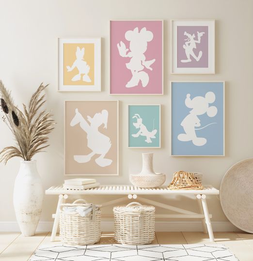 Discover Mickey Wall Art, Mickey Poster, Mickey and Friends, Mickey Silhouette, Nursery Wall, Mickey, Minnie