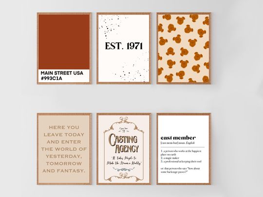 Main Street USA poster prints, Magic Kingdom art decor, magical cast member dcp wall art