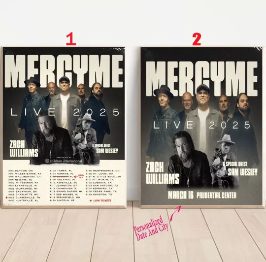 Discover Custom Zach Williams MercyMe Tour 2025 Poster