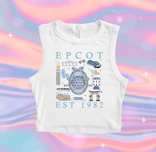 Epcot Bow Crop Tank, Spaceship Earth Ratatouille Baby Tee, 1982 Monorail Crop Tank, Cute Tomorrow Land Tee, Est 1982 Bows Girlie