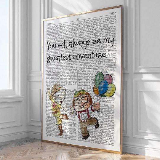 Carl and Ellie Vintage Art Print Poster Gift Idea For Him Or Her, Home Decor, Wall Art,  #1