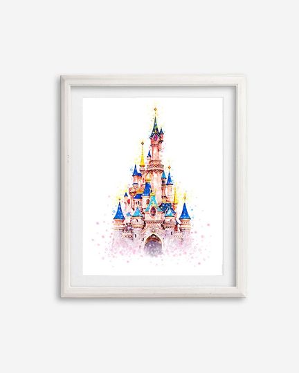 Magic Kingdom Art Print Magic Castle Watercolor Poster Princess Castle  Tale Castle Painting Nursery Wall Art Kids Room Wall Decor