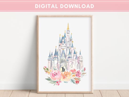 Simple Disney World Castle File,   Disney Prints, Disney Wall Art, Disney Princess Castle