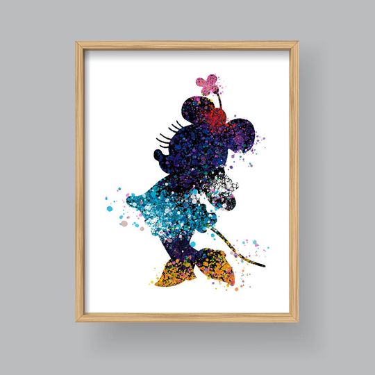 Minnie Mouse wall art,  Minnie Mouse watercolor Minnie Mouse art Home decor Wall decor Kids nursery Disney wall art (#312)