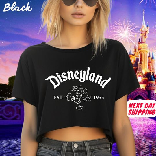 Discover Disneyland Est 1928 Crop Top, Mickey Mouse and Friends Crop Tee, Disneyworld Shirt, Retro Disney Family Matching Trip Shirt, Disney Trip