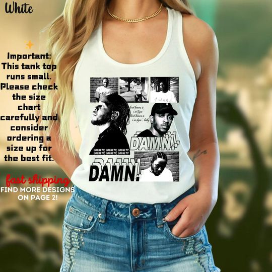 Kendrick Lamar DAMN Album Graphic Tank Top, Vibrant Graphic Concert T-Shirt, Hip Hop Concert Music Tee, Trendy Rapper Shirt For Streetwear