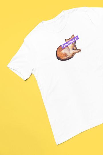 Discover GUTS Tour Famefucker Cat T Shirt, Unisex, Olivia Rodrigo, Vampire Tee, Funny Shirt, Meme Shirt, Funky Shirt, Rebel Shirt