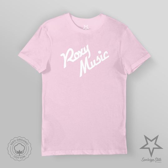 Discover ROXY MUSIC. Roxy Music logo. Organic T-Shirt / Premium quality, Eco friendly / Christmas, Birthday Gift / Pink, Black, Navy