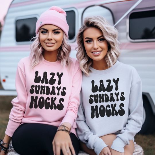 Friends Sweatshirt Mock Up - Light Pink and Ash Grey Gildan18000 Sweater - Mockup of 2 Women - Sweatshirt Mock Up - Campground Group Mock Up