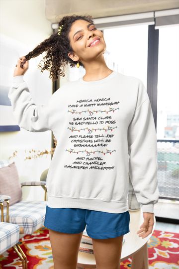 Friends TV Show Christmas and Hanukkah Song Crewneck Sweatshirt, Festive Holiday Design, Friends Lovers Gift, Holiday Funny, Phoebe Song