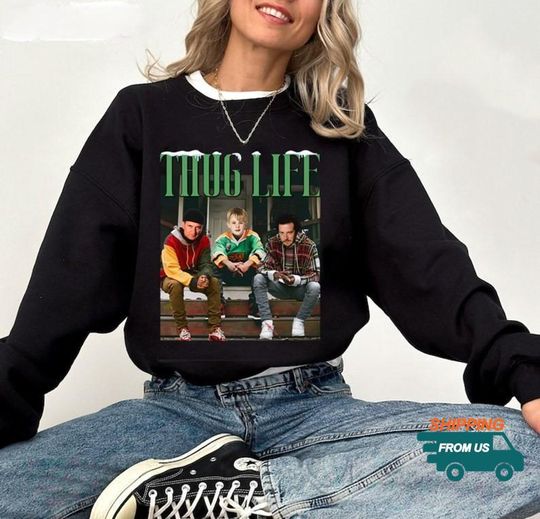 Thug Life Christmas Shirt, Home Alone Shirt, Xmas Movie Friends Shirt, Xmas Friends Sweatshirt, Holiday Crewneck Xmas, Matching Shirt