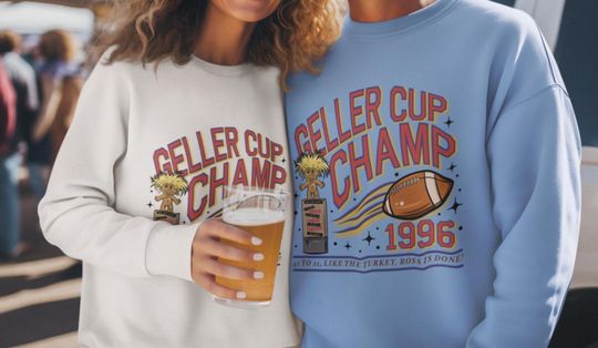 Geller Bowl Friendsgiving Sweatshirt Friends  Geller Cup Geller Cup Champ 1996 Ross Turkey Joke Friends Inspired  Sports Comedy Gift