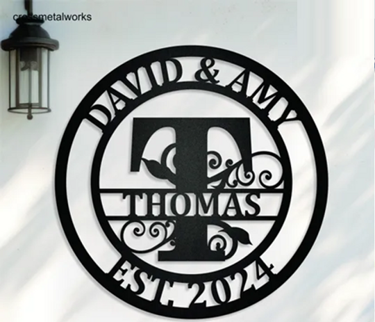 Custom metal monogram, personalized Family Name Metal Sign, Last Name Sign, Initial, Metal Monogram,  Housewarming Gift, Wedding Anniversary