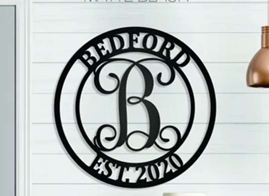 Personalized Family Name Metal Sign, Last Name Sign, Initial, Metal Monogram, Door Hanger, Housewarming Gift, Wedding Monogram, Anniversary