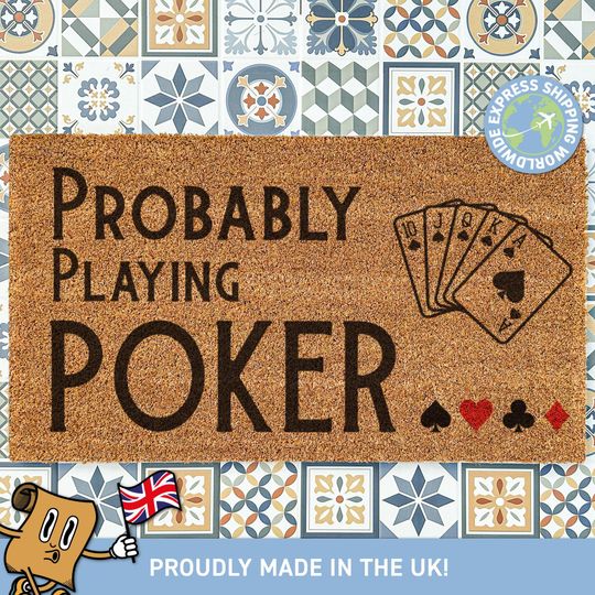 Discover Probably Playing Poker Doormat, Poker Player, Ace Of Spades, Custom Gambling Doormat, Gift For Him, Custom  Doormat, Card Game Doormat