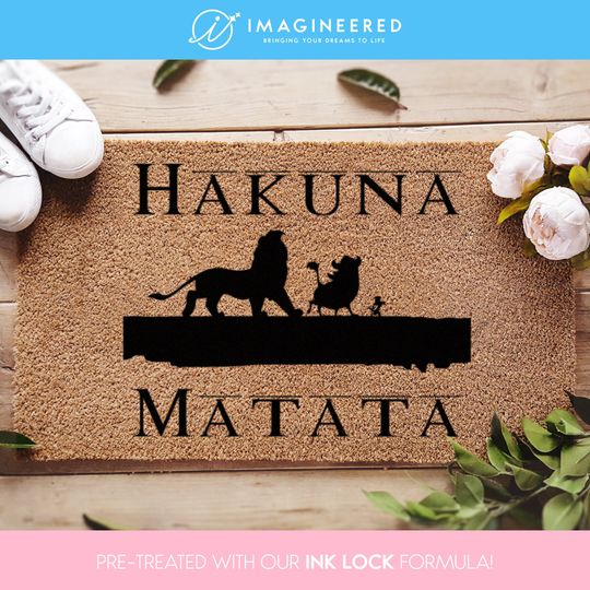 Hakuna Matata Lion King Doormat - Disney Welcome Mat - Means No Worries - Disney Lovers - Housewarming Gifts