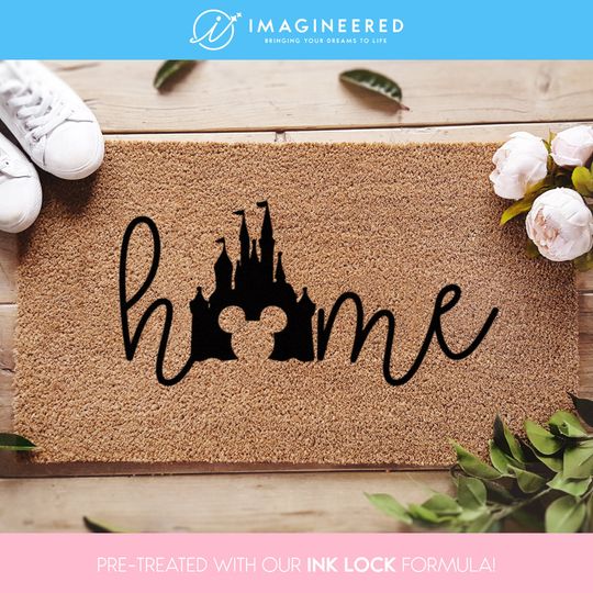 Discover Disney Home Doormat With Castle - Disneyland - Disneyworld - Mickey Head - Welcome Door Mat - Housewarming Gift For Disney Lovers