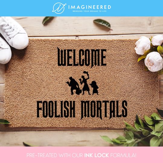 Discover Welcome Foolish Mortals Doormat - Haunted Mansion Welcome Mat - Coir Door Mat - Cute Home Decor - Housewarming Gift - Hitchhiking Ghosts
