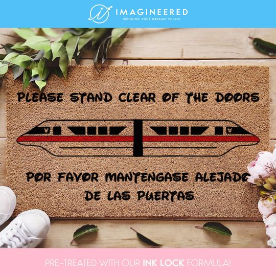Disney Door Mat - Monorail Welcome Doormat - Custom Coir Mat - Please Stand Clear Of The Doors - Disneyland - Disneyworld - Disney Gifts