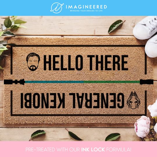 Star Wars Quote Lightsaber Mat - Hello There General Kenobi - ROTS - Funny SW Mat - Disney Star Wars Lovers - Starwars Gifts - Gifts For Him