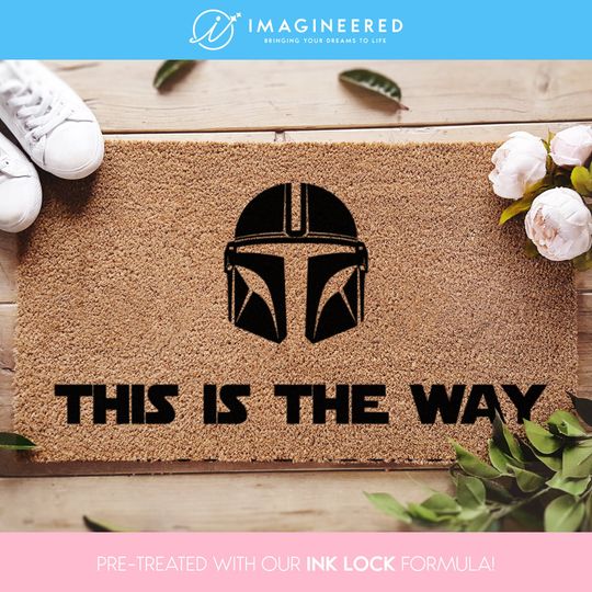The Mandalorian Welcome Mat  Star Wars - This Is The Way  Custom Coir Doormat - Mando - Din Djarin  Beskar Helmet  Star Wars Home Decor