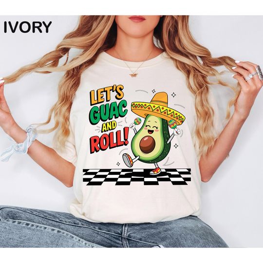 Discover Funny Cinco de Mayo Shirt, Let's Guac and Roll Avocado Sombrero T-Shirt, Mexican Fiesta Vibes, Cinco de Mayo Tee