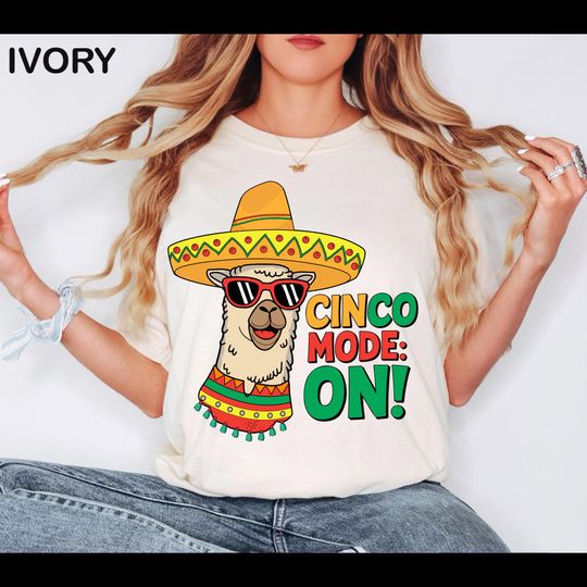Discover Cinco Mode On Unisex T-shirt, Cinco de Mayo Fiesta Shirt, Sombrero Llama Margarita Lover, Funny LLama Shirt