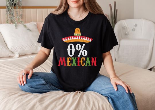 Discover 0 Percent Mexican Funny Cinco de Mayo T-Shirt Fiesta Sombrero Party Outfit Humor Tee Celebration Gift For Men Women