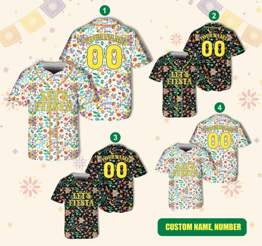 Discover Personalized Fiesta Baseball Jersey, Custom Name Cinco De Mayo Jersey, Mexican Festival Gift, Viva Fiesta Baseball Jersey, Fiesta Squad