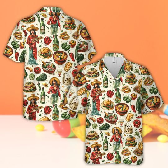 Discover Mexican Food Cinco De Mayo Hawaiian Shirt, Mexico Celebration Button Up Shirt, Fiesta Squad Shirt, Mexican Festival Shirt, Taco Lover Gift
