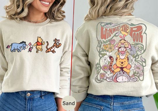 Pooh And Friends Shirt, Friends Sweatshirt, Pooh Bear Sweatshirt, Family Sweatshirt, Floral Pooh Sweat, Tiger Sweater, Piglet Hoodie -TC038