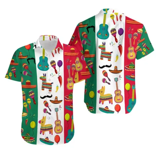 Cinco De Mayo Hawaiian Button Down Shirt Unisex Adults S-5XL