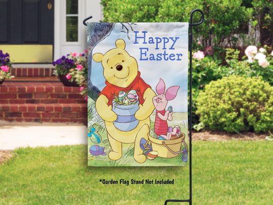 Easter Winnie the Pooh Garden Flag Easter Decorations for Spring Outdoor Decor Disney Lover Gift Winnie the Pooh and Friends Flag Pooh Bear