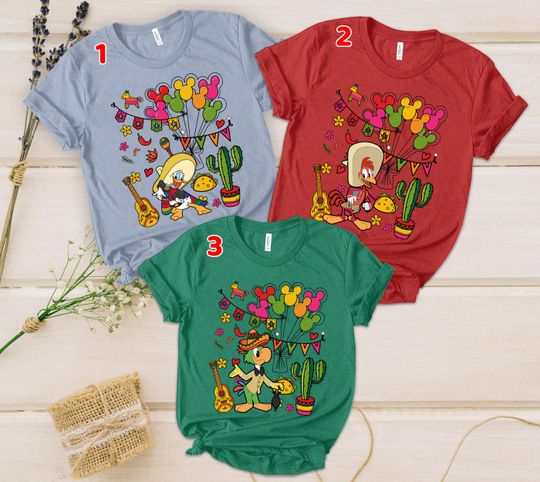 Three Caballeros Jose Donald Duck Panchito Balloons shirt, Disney Cinco De Mayo, Disneyland Mexican Fiesta Party, Down To Fiesta Gift