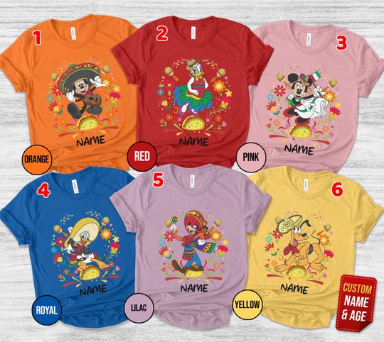 Discover Personalized Mickey and Friends Cinco De Mayo Shirt/Mexico Fiesta Family Trip Matching Shirt/Disney Cinco De Mayo Vacation Shirt